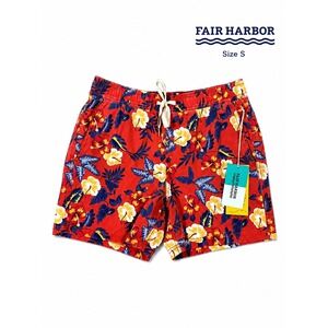 Fair Harbor Bungalow Swim Shorts Red Tropics Floral Hawaiian NWT Size S